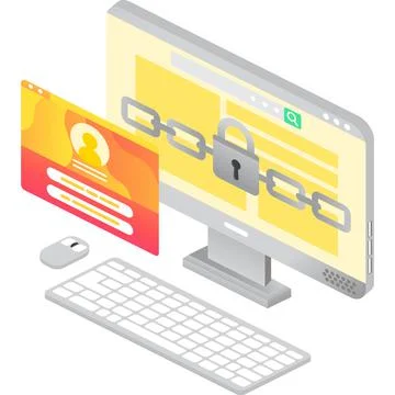 Protected file folder icon 3d isometric vector Stock Illustration