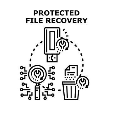 Protected file recovery concept with data repair service 库存插图