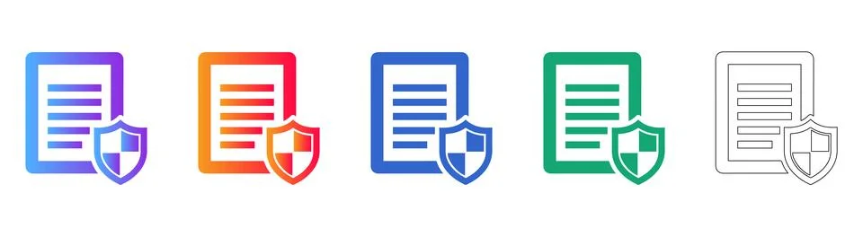 Protected File Security Icon Set Stock Illustration