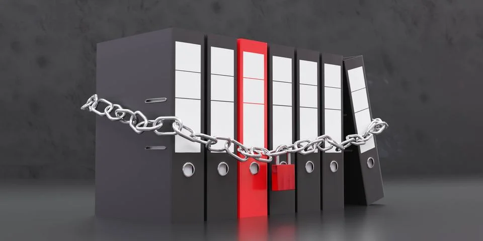 Protected Files confidental documents data security concept 3d rendering Illustrazione stock