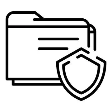 Protected folder icon, outline style Stock Illustration