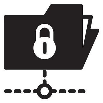 Protected folder linear icon. Shared file storage with lock sign Stock Illustration