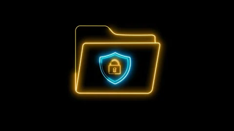 Protected Folder With Lock Security Neon Glowing Icon Animation  Vídeo Stock 346857959