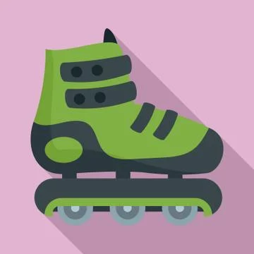Protected inline skates icon, flat style Stock Illustration