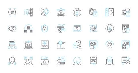 Protected intel linear icons set. Confidential, Classified, Secret, Proprietary Stock Illustration