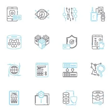 Protected intel linear icons set. Confidential, Classified, Secret, Proprietary Stock Illustration