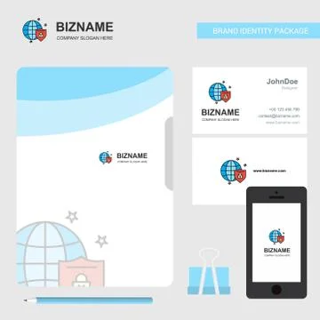 Protected internet Business Logo, File Cover Visiting Card and Mobile App Des Illustrazione stock