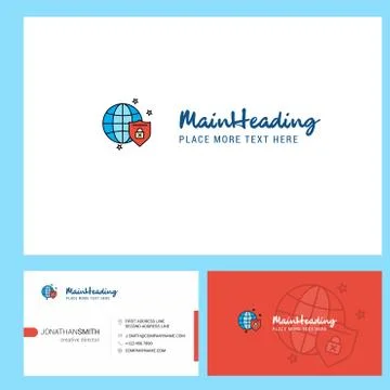 Protected internet Logo design with Tagline &amp; Front and Back Busienss Card Te Stockillustratie