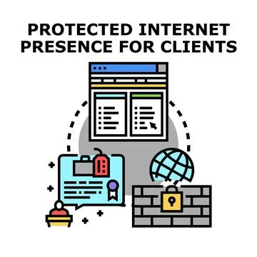 Protected internet presence ensuring data security for clients Stockillustratie