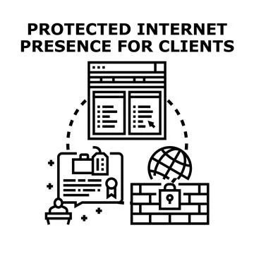 Protected internet presence ensuring data security for clients Stockillustratie