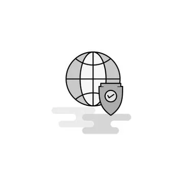 Protected internet  Web Icon. Flat Line Filled Gray Icon Vector Stock-Illustration