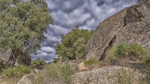 Protected Landscape Monte Valcorchero y Sierra del Gordo, Caceres, Spain Stock Photos