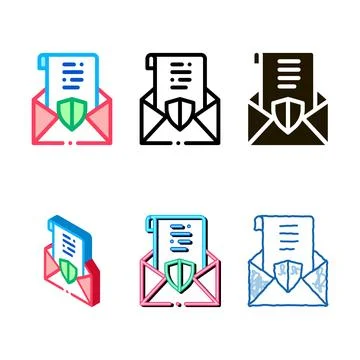 Protected letter icon variety vector outline Stock-Illustration