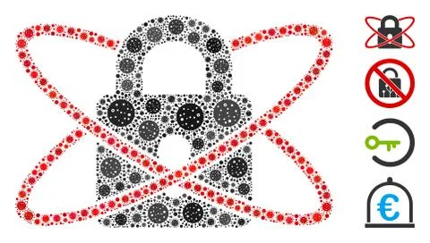 Protected Lock Mosaic of CoronaVirus Elements Stock Illustration