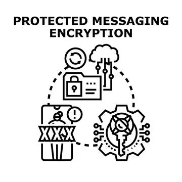 Protected messaging encryption data security process Stock Illustration