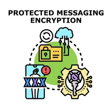Protected messaging encryption data security process イラスト素材
