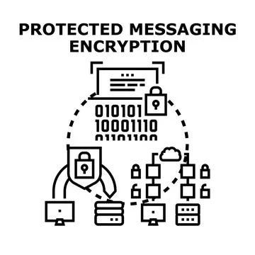 Protected messaging encryption global network security concept Stock Illustration