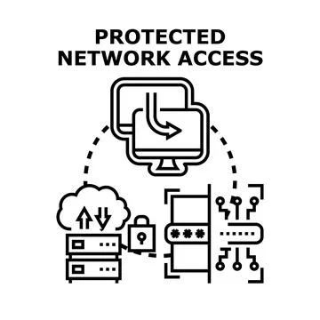 Protected network access cybersecurity data security concept Illustrazione stock