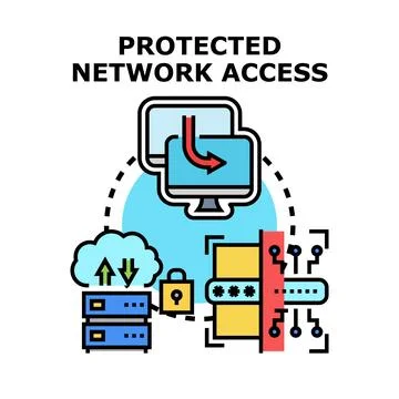 Protected network access cybersecurity data security concept Stockillustratie