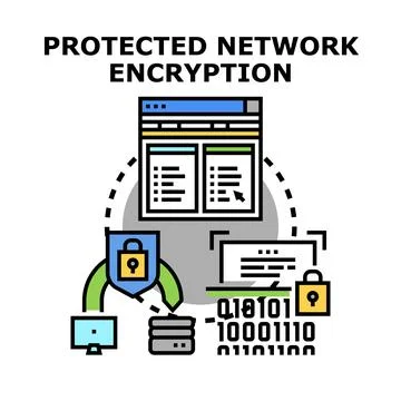 Protected network encrypting network data and communication Stockillustratie