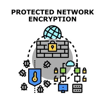Protected network encryption concept securing digital connections Stock Illustration