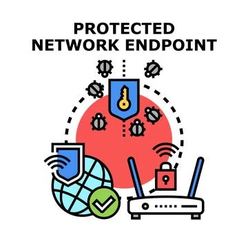 Protected network endpoint concept digital security illustration Stockillustratie