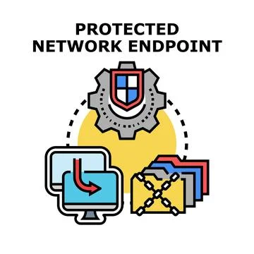 Protected network endpoint maintaining data security and cyber privacy 스톡 일러스트
