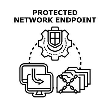 Protected network endpoint maintaining data security and cyber privacy Stock Illustration