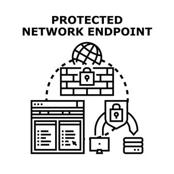 Protected network endpoint network cybersecurity safety system Stock Illustration