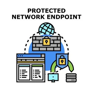 Protected network endpoint network cybersecurity safety system Stock Illustration