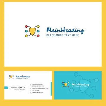 Protected network Logo design with Tagline &amp; Front and Back Busienss Card Tem Stock Illustration