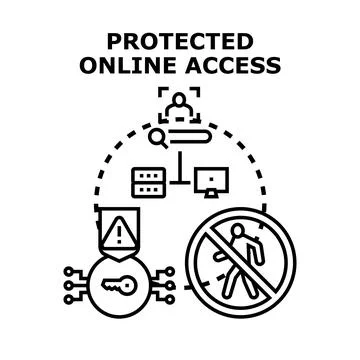 Protected online access internet security concept Illustrazione stock