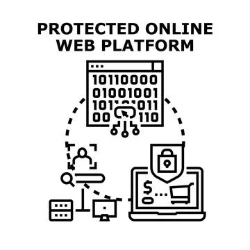 Protected online web platform and secure internet concept Stock Illustration