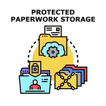 Protected paperwork storage concept protecting digital data Stock Illustration