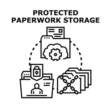 Protected paperwork storage concept protecting digital data Stock Illustration