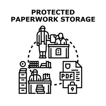 Protected paperwork storage system concept vector Stock Illustration