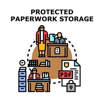 Protected paperwork storage system concept vector Stock Illustration