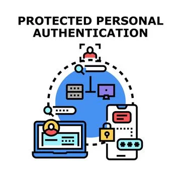 Protected personal authentication online data security concept Illustrazione stock