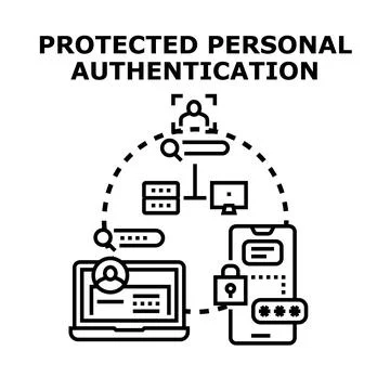 Protected personal authentication online data security concept Stock Illustration