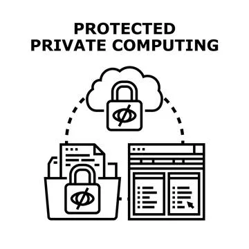 Protected private computing concept representing data privacy security Stock Illustration