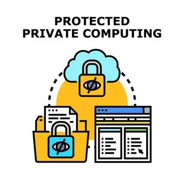 Protected private computing concept representing data privacy security Stock Illustration