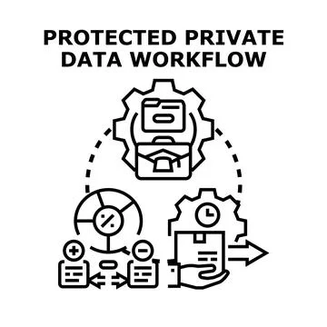 Protected private data workflow concept illustrating digital security Stock Illustration