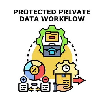 Protected private data workflow concept illustrating digital security Stockillustratie