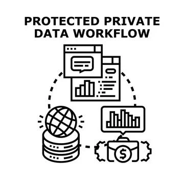 Protected private data workflow management concept Stock Illustration