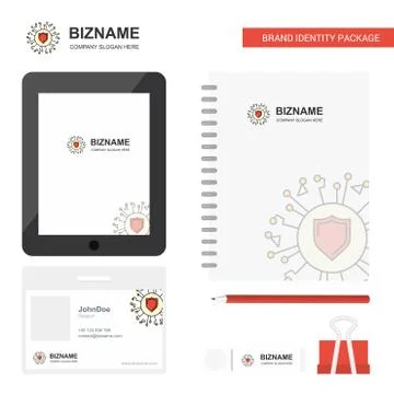 Protected processor Business Logo, Tab App, Diary PVC Employee Card and USB B 库存插图