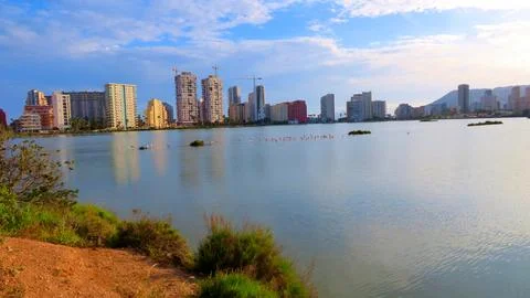 The protected salt pans of Calpe 스톡 사진