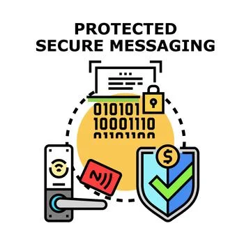 Protected secure messaging concept with digital data transfer イラスト素材