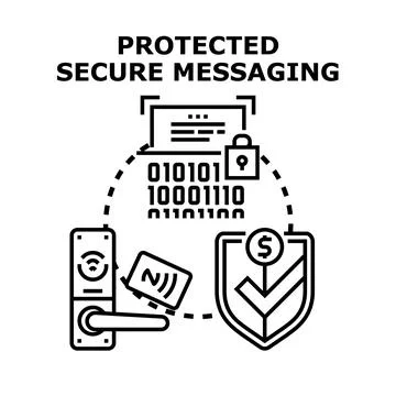 Protected secure messaging concept with digital data transfer Stock Illustration