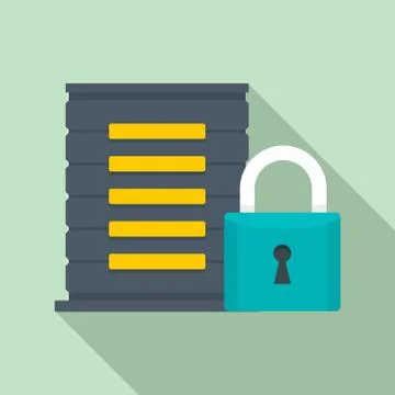 Protected server icon, flat style Illustrazione stock
