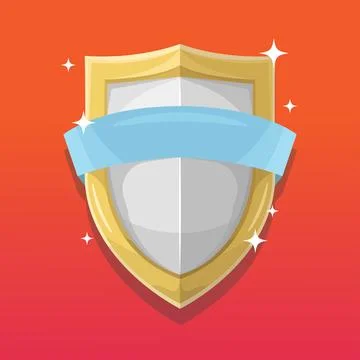 Protected Shield with Ribbon Illustration Vector Stock Illustration